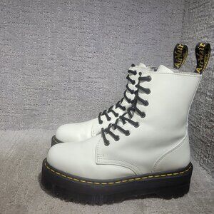 Dr. Martens Jadon Unisex Size L8 M7 White Leather Platform Ankle Lace up Boots